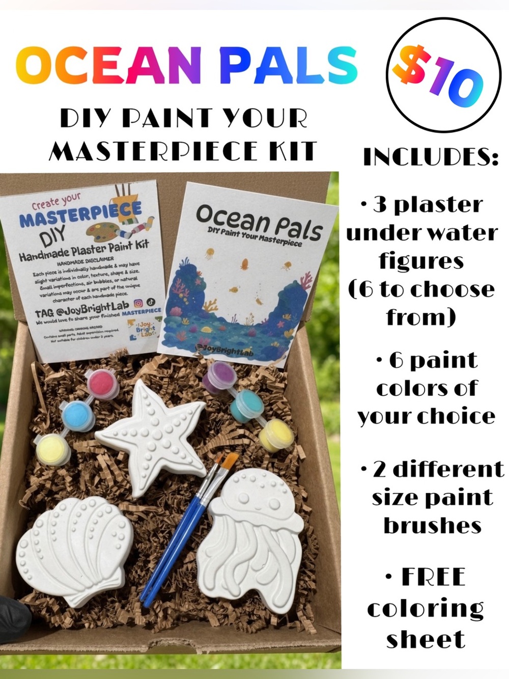 New Kids DIY Paint Your Plaster Masterpiece Kit Underwater Ocean Pals 3 Figures